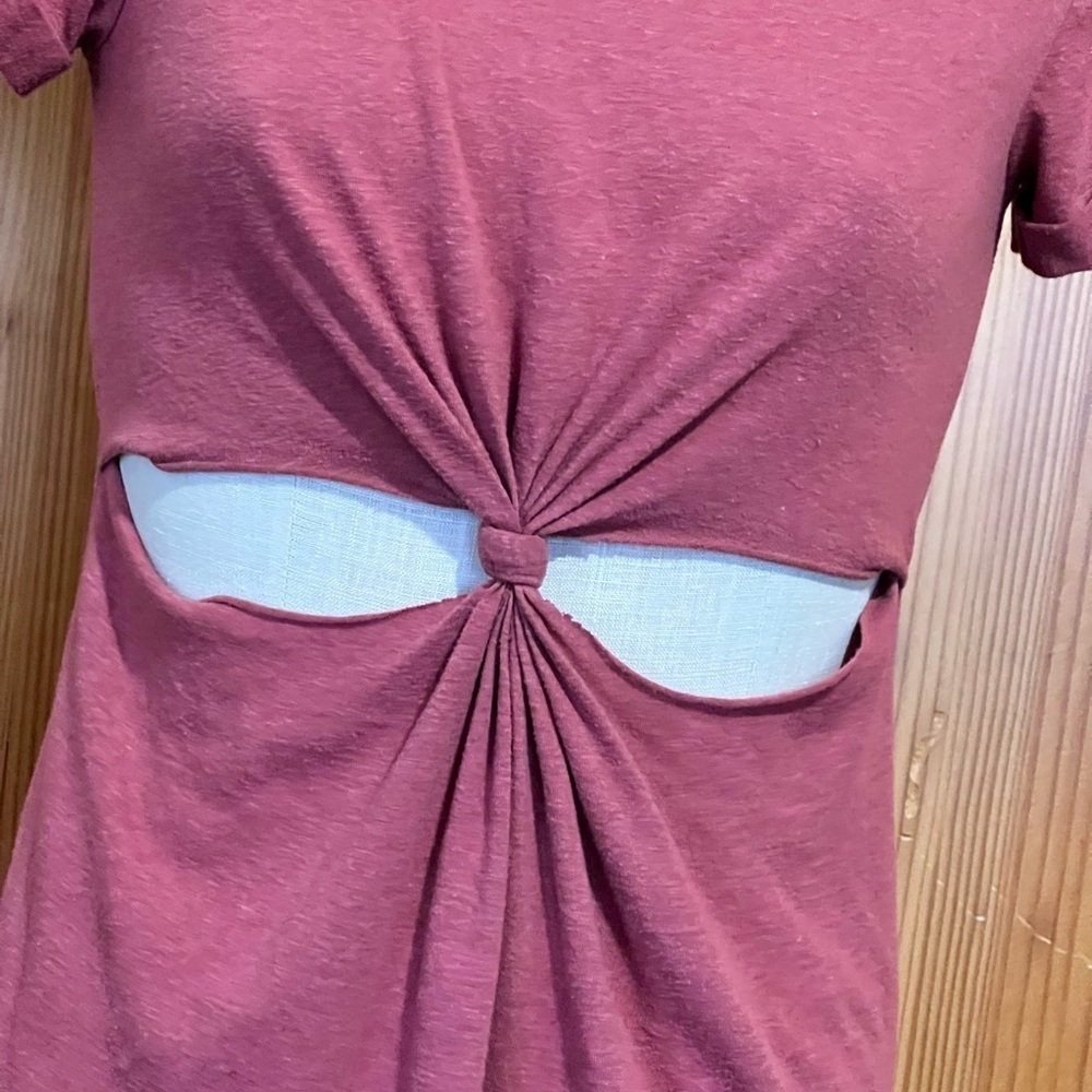 Honey Punch Small Red Short Sleeve T-shirt Dress Cutout Cotton Blend - Picture 3 of 9